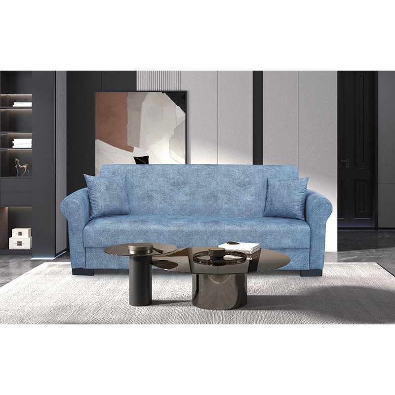 ZITA PLUS ANGEL BLUE GREY ΥΦΑΣΜΑ 3ΘΕΣΙΟΣ ΚΑΝΑΠΕΣ/ΚΡΕΒΑΤΙ ΜΕ ΑΠΟΘ.ΧΩΡΟ 210X80εκ. 210Χ80Χ75εκ. ΚΡΕΒ.180Χ10040.0112