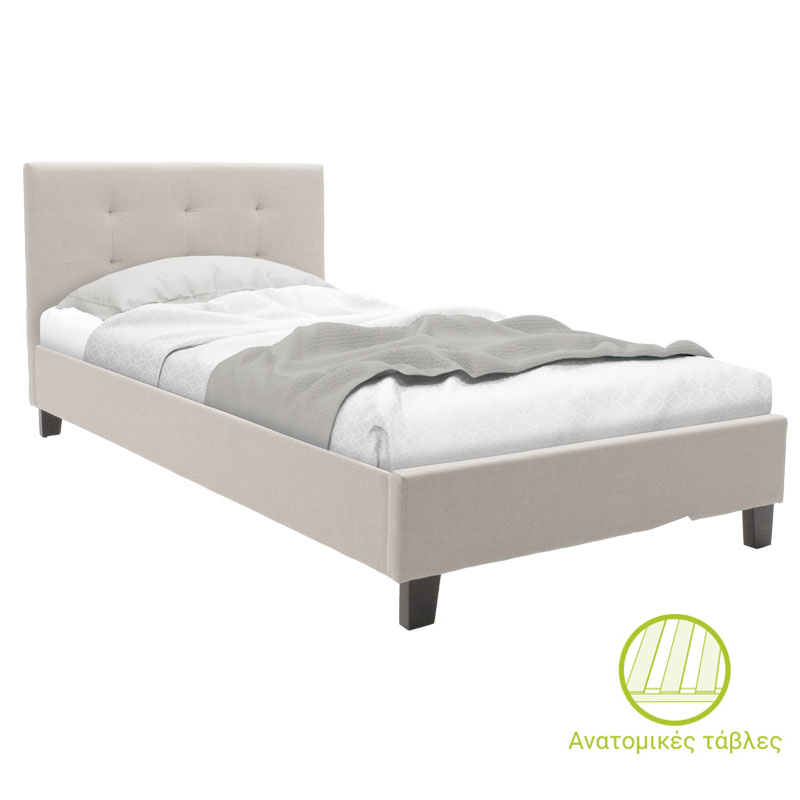 Κρεβάτι Mago pakoworld ύφασμα εκρού 100x200εκ