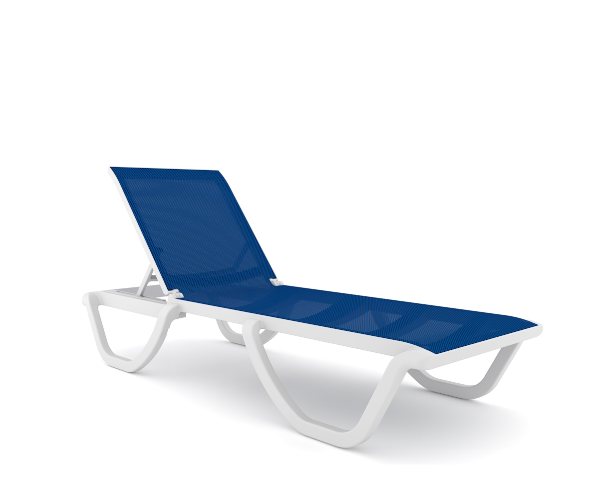 Florence/SL* Resin Sun Lounger White Textilene Blue  metax-01-00-2699 διάστ.190.0000 x 69.0000 x 33.0000