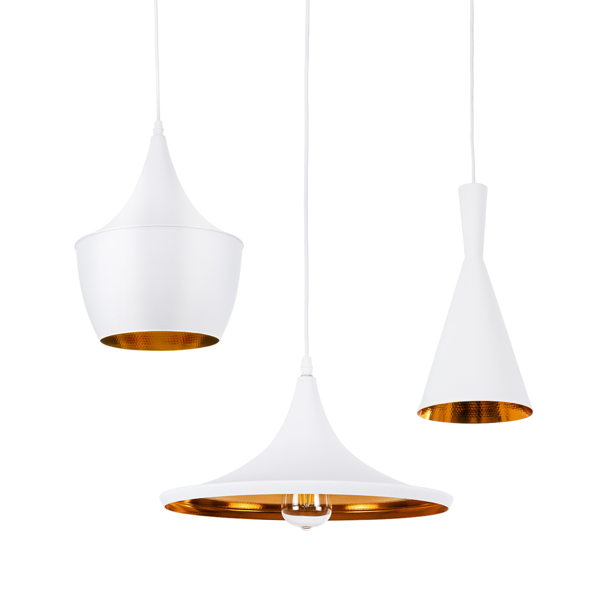 01026 GloboStar® GLOBOSTAR® SHANGHAI 01026 Μοντέρνο Κρεμαστό Φωτιστικό Οροφής με Ντουί 3 x E27 AC 220-240V IP20 - Λευκό & Χρυσό - Μ79.5 x Π79.5 x Υ38cm - Σετ 3 Τεμαχίων