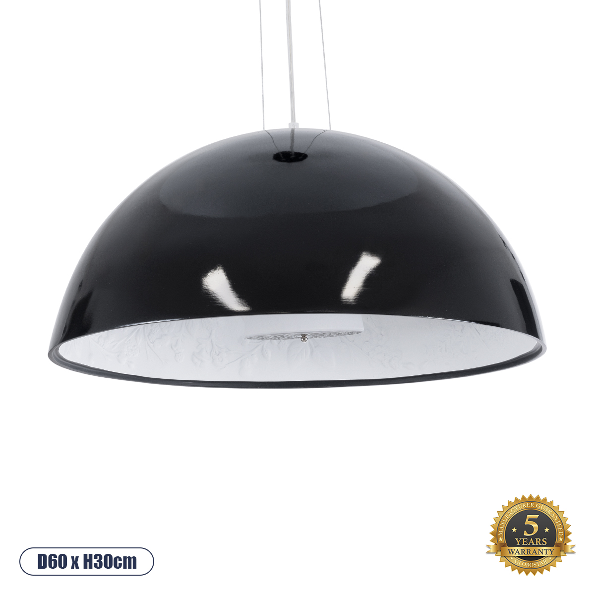 01270 GloboStar® GLOBOSTAR® SERENIA 01270 Μοντέρνο Κρεμαστό Φωτιστικό Οροφής με Ντουί 1 x E27 AC 220-240V IP20 - Μαύρο & Λευκό - Μ60 x Π60 x Υ30cm