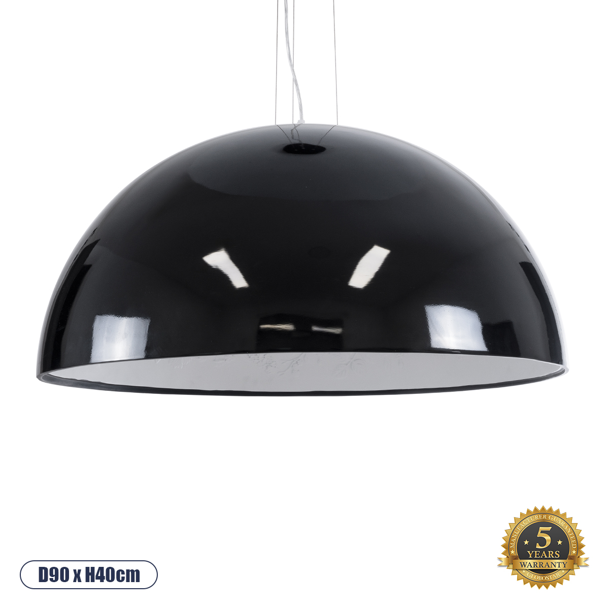 01272 GloboStar® GLOBOSTAR® SERENIA 01272 Μοντέρνο Κρεμαστό Φωτιστικό Οροφής με Ντουί 1 x E27 AC 220-240V IP20 - Μαύρο & Λευκό - Μ90 x Π90 x Υ40cm