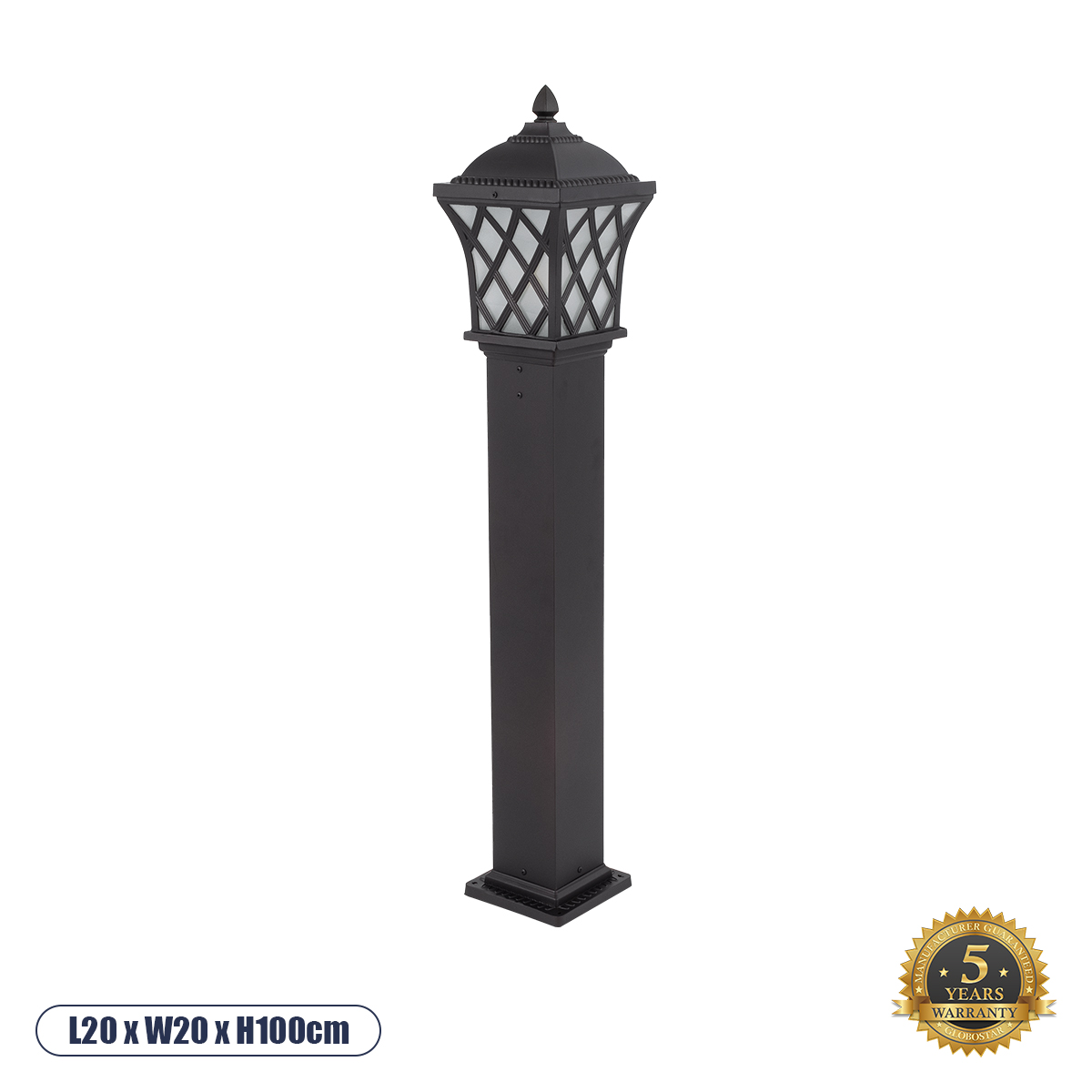 01400 GloboStar®  SHELTER 01400 Vintage Φωτιστικό Κολωνάκι Κήπου Μονόφωτο 1 x E27 Καφέ Μεταλλικό Πλέγμα L19 x W19 x H100cm