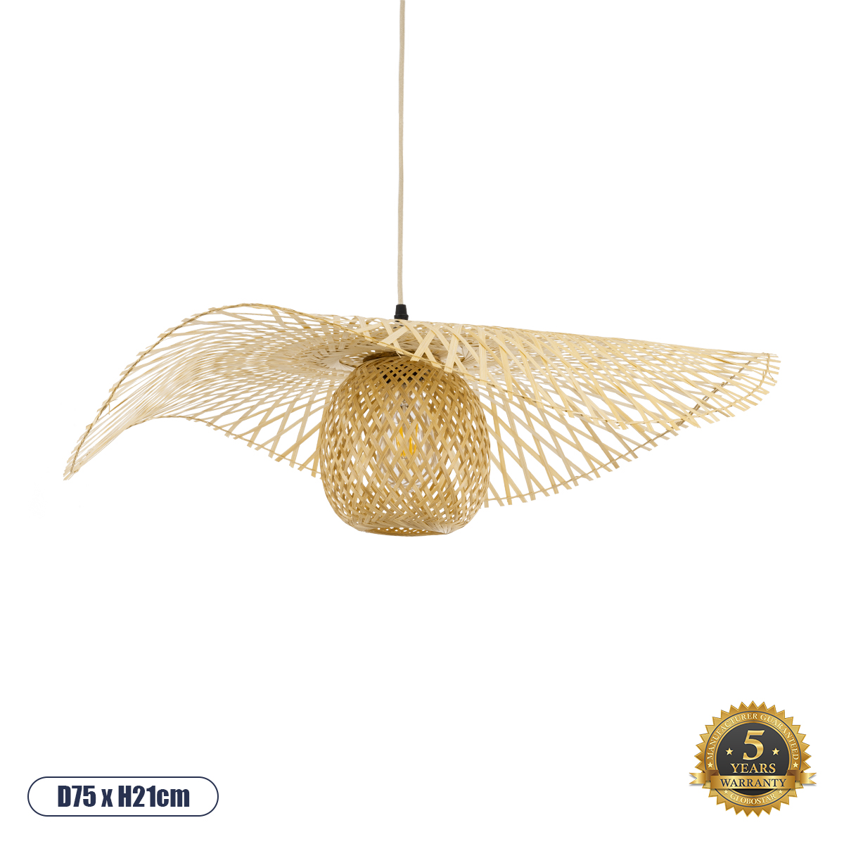 01837 GloboStar® GLOBOSTAR® CINNABAR 01837 Boho Κρεμαστό Φωτιστικό Οροφής με Ντουί 1 x E27 AC 220-240V IP20 - Μπεζ - Μ75 x Π75 x Υ21cm