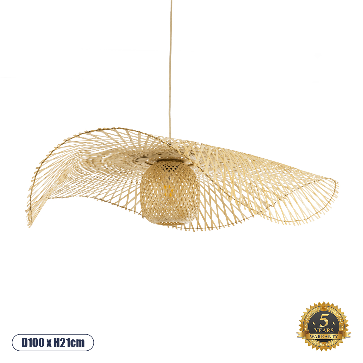01838 GloboStar® GLOBOSTAR® CINNABAR 01838 Boho Κρεμαστό Φωτιστικό Οροφής με Ντουί 1 x E27 AC 220-240V IP20 - Μπεζ - Μ100 x Π100 x Υ21cm