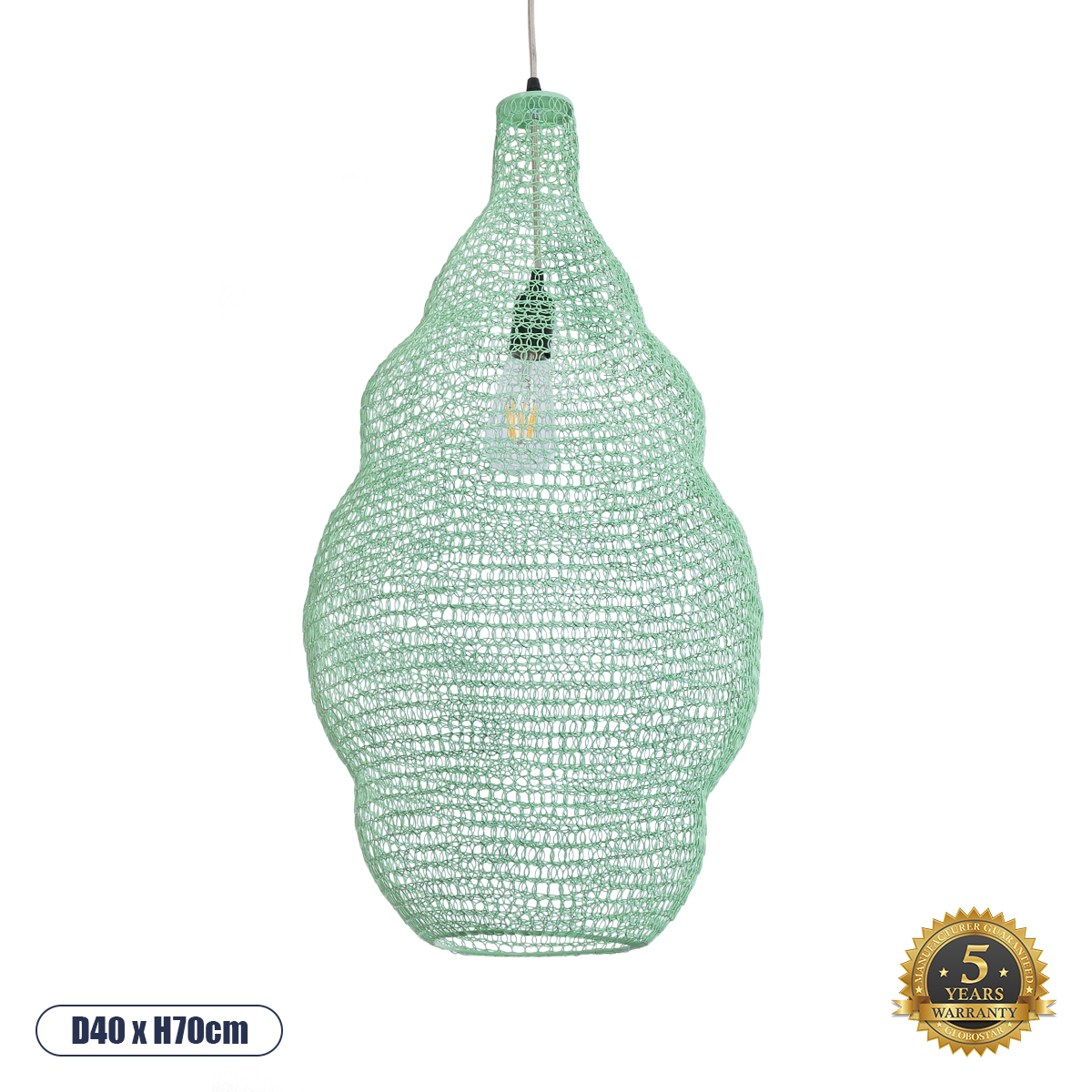 01897 GloboStar® KENTUCKY 01897 Vintage Κρεμαστό Φωτιστικό Πλέγμα Μονόφωτο 1 x E27 IP20 Τιρκουάζ Μέταλλο – Μ40 x Π40 x Υ70cm 01897 GloboStar® KENTUCKY 01897 Vintage Κρεμαστό Φωτιστικό Πλέγμα Μονόφωτο 1 x E27 IP20 Τιρκουάζ Μέταλλο – Μ40 x Π40 x Υ70cm