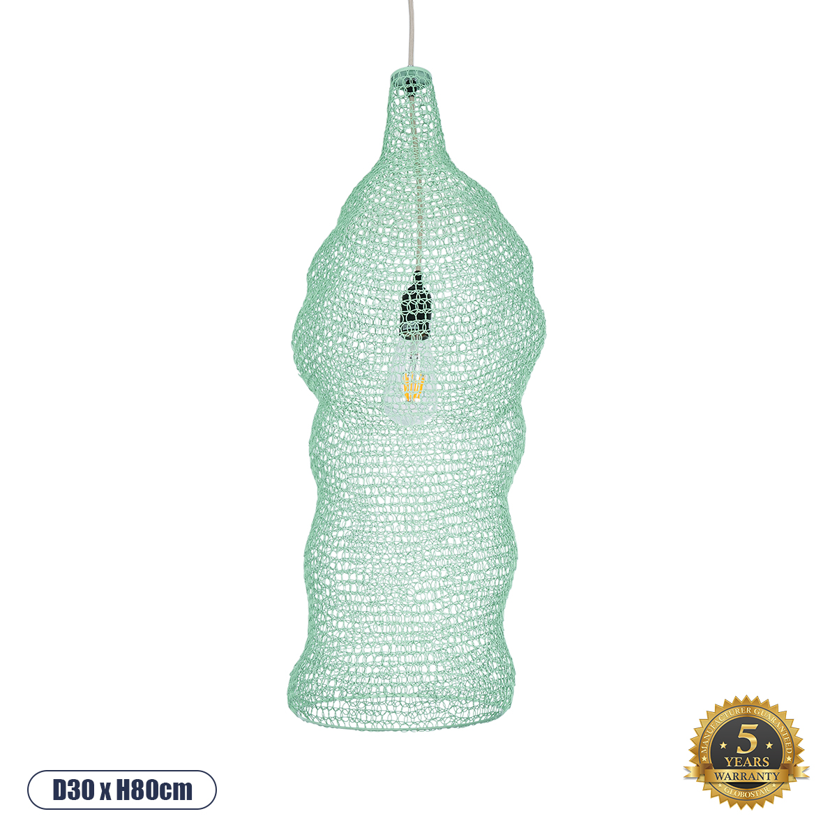 01906 GloboStar® KENTUCKY 01906 Vintage Κρεμαστό Φωτιστικό Πλέγμα Μονόφωτο 1 x E27 IP20 Τιρκουάζ Μέταλλο – Μ30 x Π30 x Y80cm 01906 GloboStar® KENTUCKY 01906 Vintage Κρεμαστό Φωτιστικό Πλέγμα Μονόφωτο 1 x E27 IP20 Τιρκουάζ Μέταλλο – Μ30 x Π30 x Y80cm