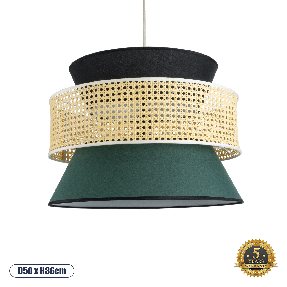 01916 GloboStar® GLOBOSTAR® SAIGE 01916 Boho Κρεμαστό Φωτιστικό Οροφής με Ντουί 1 x E27 AC 220-240V IP20 - Πολύχρωμο - Μ50 x Π50 x Υ36cm