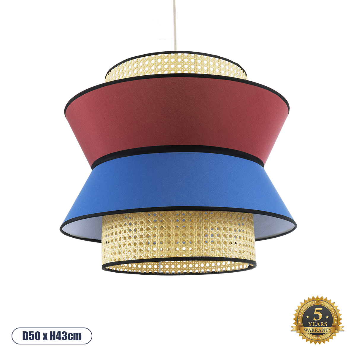 01919 GloboStar® GLOBOSTAR® SAIGE 01919 Boho Κρεμαστό Φωτιστικό Οροφής με Ντουί 1 x E27 AC 220-240V IP20 - Πολύχρωμο - Μ50 x Π50 x Υ43cm