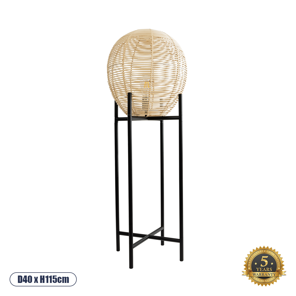 02015 GloboStar® NERINA 02015 Boho Επιδαπέδιο Φωτιστικό Μονόφωτο 1 x E27 IP20 Μαύρο Μέταλλο με Μπεζ Ξύλο – Μ40 x Π40 x Υ115cm 02015 GloboStar® NERINA 02015 Boho Επιδαπέδιο Φωτιστικό Μονόφωτο 1 x E27 IP20 Μαύρο Μέταλλο με Μπεζ Ξύλο – Μ40 x Π40 x Υ115cm