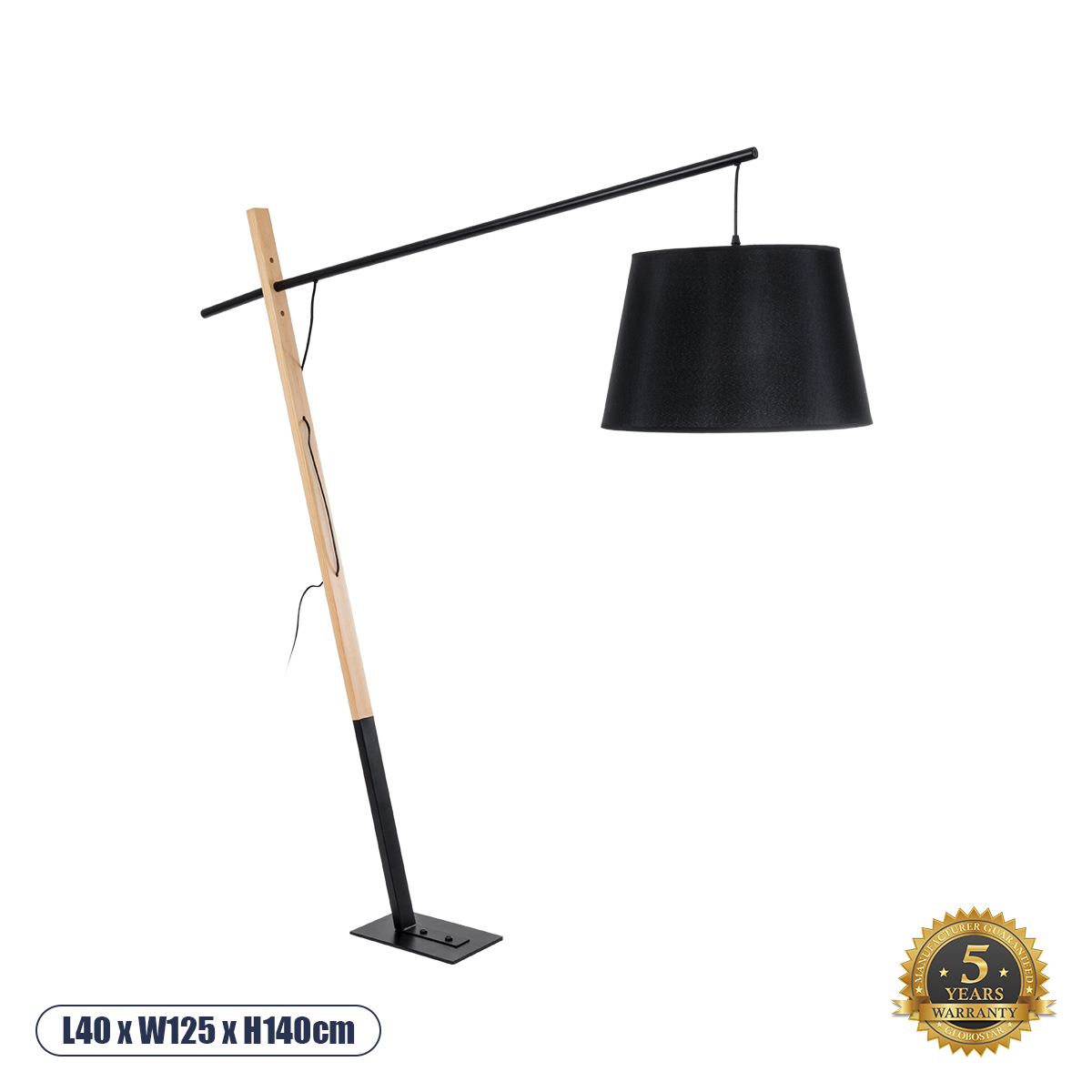 02029 GloboStar® KELSIE 02029 Μοντέρνο Επιδαπέδιο Φωτιστικό Μονόφωτο 1 x E27 IP20 Μαύρο Μέταλλο, Μαύρο Ύφασμα με Μπεζ Ξύλο – Μ40 x Π125 x Υ140cm 02029 GloboStar® KELSIE 02029 Μοντέρνο Επιδαπέδιο Φωτιστικό Μονόφωτο 1 x E27 IP20 Μαύρο Μέταλλο, Μαύρο Ύφασμα με Μπεζ Ξύλο – Μ40 x Π125 x Υ140cm
