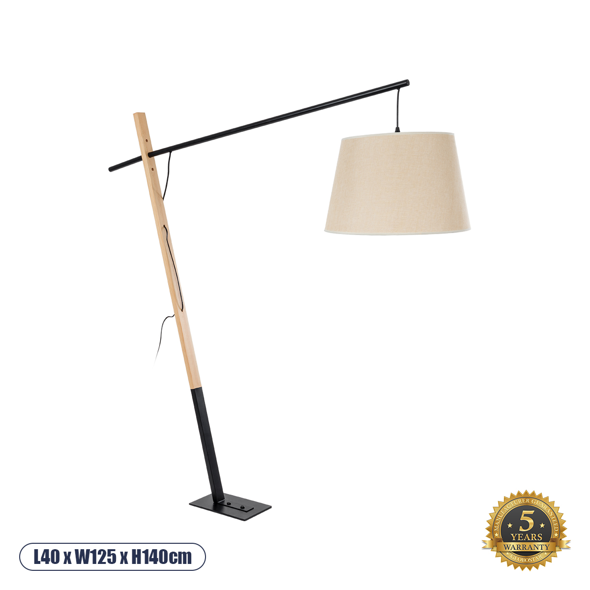 02030 GloboStar® KELSIE 02030 Μοντέρνο Επιδαπέδιο Φωτιστικό Μονόφωτο 1 x E27 IP20 Μαύρο Μέταλλο, Μπεζ Ύφασμα με Μπεζ Ξύλο – Μ40 x Π125 x Υ140cm 02030 GloboStar® KELSIE 02030 Μοντέρνο Επιδαπέδιο Φωτιστικό Μονόφωτο 1 x E27 IP20 Μαύρο Μέταλλο, Μπεζ Ύφασμα με Μπεζ Ξύλο – Μ40 x Π125 x Υ140cm