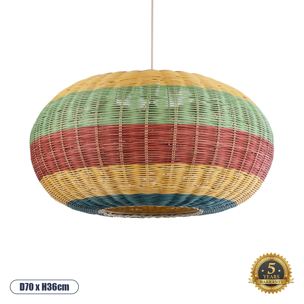 02056 GloboStar® CABALLEROS 02056 Boho Κρεμαστό Φωτιστικό Πλέγμα Μονόφωτο 1 x E27 IP20 Πολύχρωμο Ξύλο – Μ70 x Π70 x Υ36cm 02056 GloboStar® CABALLEROS 02056 Boho Κρεμαστό Φωτιστικό Πλέγμα Μονόφωτο 1 x E27 IP20 Πολύχρωμο Ξύλο – Μ70 x Π70 x Υ36cm