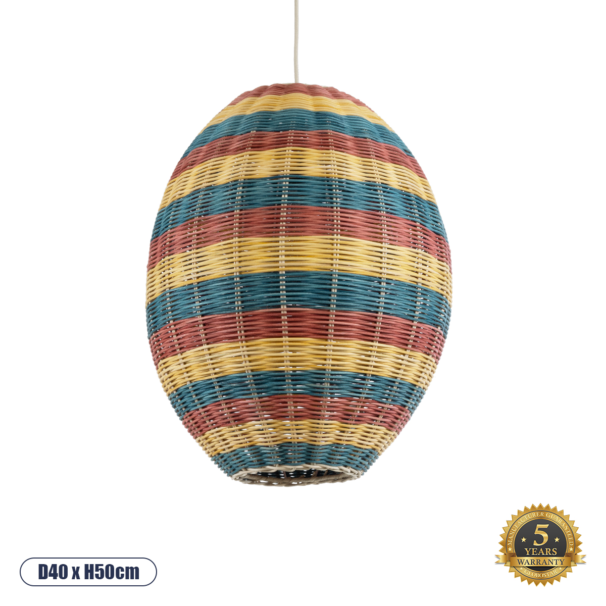 02065 GloboStar® GLOBOSTAR® CABALLEROS 02065 Boho Κρεμαστό Φωτιστικό Οροφής με Ντουί 1 x E27 AC 220-240V IP20 - Πολύχρωμο - Μ40 x Π40 x Υ50cm
