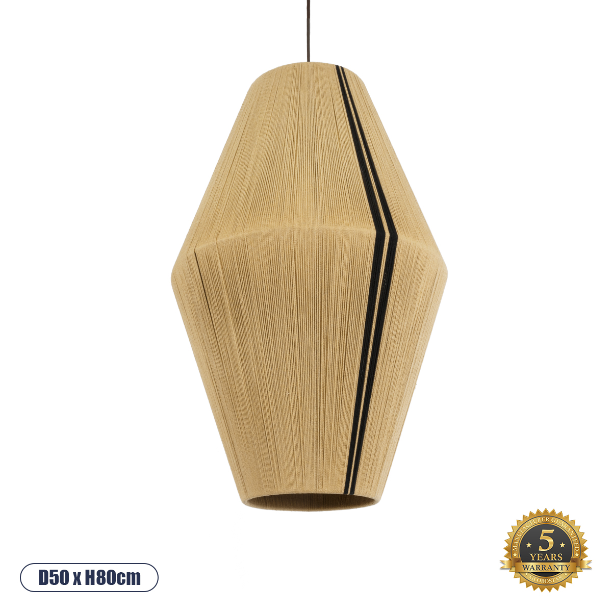 02077 GloboStar® SALERNO 02077 Boho Κρεμαστό Φωτιστικό Πλέγμα Μονόφωτο 1 x E27 IP20 Μπεζ & Μαύρο Σχοινί – Μ50 x Π50 x Υ80cm 02077 GloboStar® SALERNO 02077 Boho Κρεμαστό Φωτιστικό Πλέγμα Μονόφωτο 1 x E27 IP20 Μπεζ & Μαύρο Σχοινί – Μ50 x Π50 x Υ80cm
