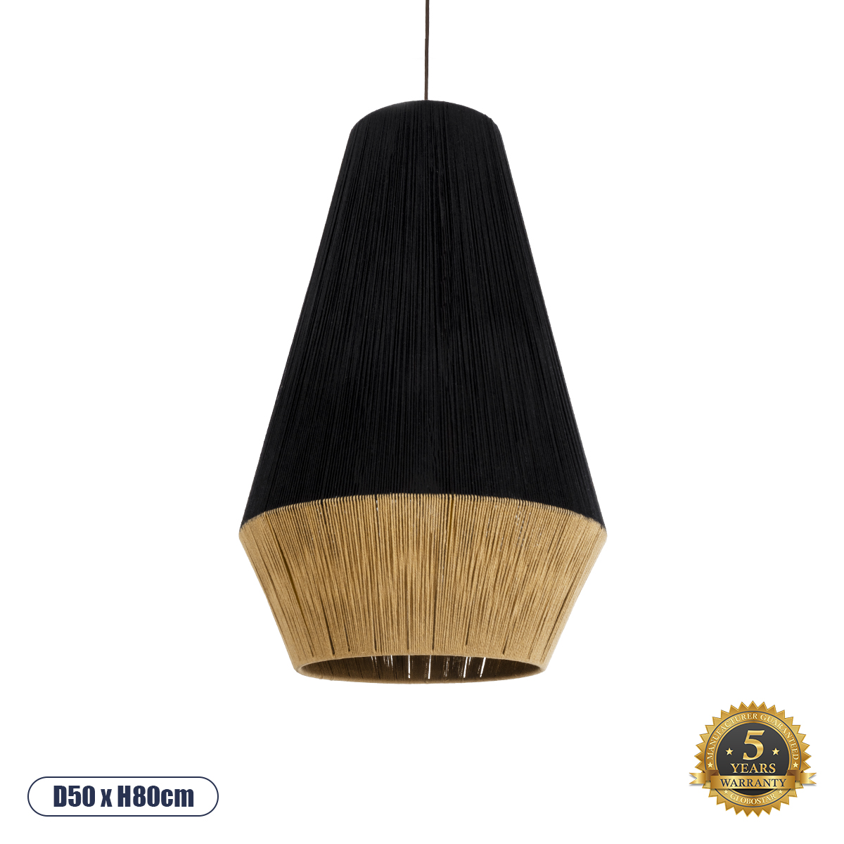 02080 GloboStar® SALERNO 02080 Boho Κρεμαστό Φωτιστικό Πλέγμα Μονόφωτο 1 x E27 IP20 Μαύρο & Μπεζ Σχοινί – Μ50 x Π50 x Υ80cm 02080 GloboStar® SALERNO 02080 Boho Κρεμαστό Φωτιστικό Πλέγμα Μονόφωτο 1 x E27 IP20 Μαύρο & Μπεζ Σχοινί – Μ50 x Π50 x Υ80cm