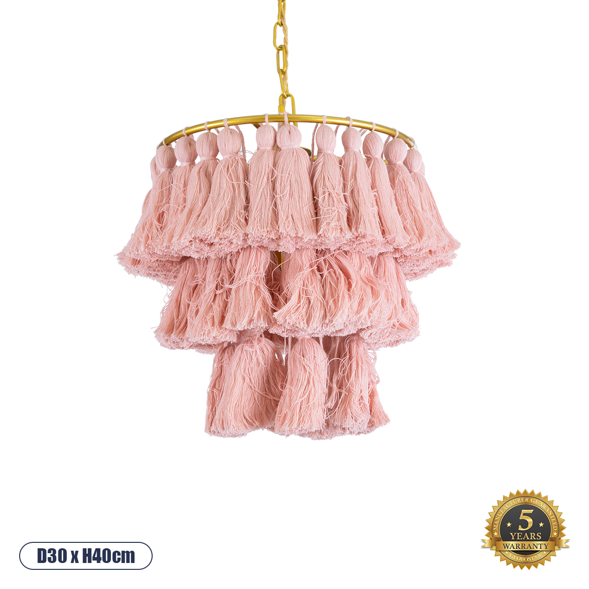 02086 GloboStar® MISSOULA 02086 Boho Κρεμαστό Φωτιστικό Σχοινί Μονόφωτο 1 x E27 IP20 Ροζ Ύφασμα με Χρυσό Μέταλλο – Μ30 x Π30 x Υ40cm 02086 GloboStar® MISSOULA 02086 Boho Κρεμαστό Φωτιστικό Σχοινί Μονόφωτο 1 x E27 IP20 Ροζ Ύφασμα με Χρυσό Μέταλλο – Μ30 x Π30 x Υ40cm