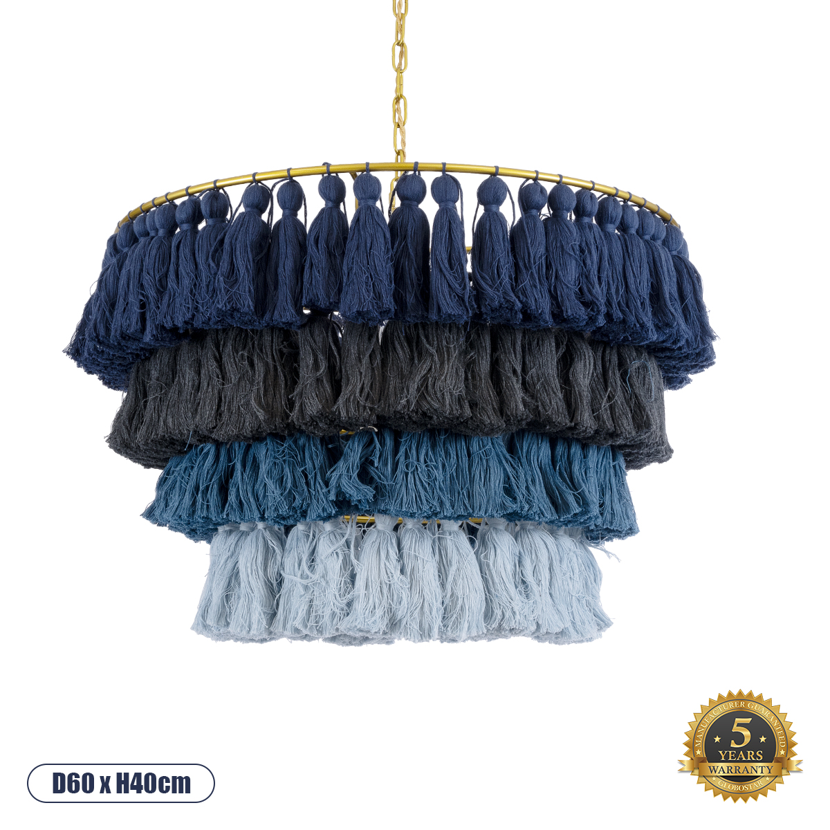 02089 GloboStar® MISSOULA 02089 Boho Κρεμαστό Φωτιστικό Σχοινί Μονόφωτο 1 x E27 IP20 Πολύχρωμο Ύφασμα με Χρυσό Μέταλλο – Μ60 x Π60 x Υ40cm 02089 GloboStar® MISSOULA 02089 Boho Κρεμαστό Φωτιστικό Σχοινί Μονόφωτο 1 x E27 IP20 Πολύχρωμο Ύφασμα με Χρυσό Μέταλλο – Μ60 x Π60 x Υ40cm