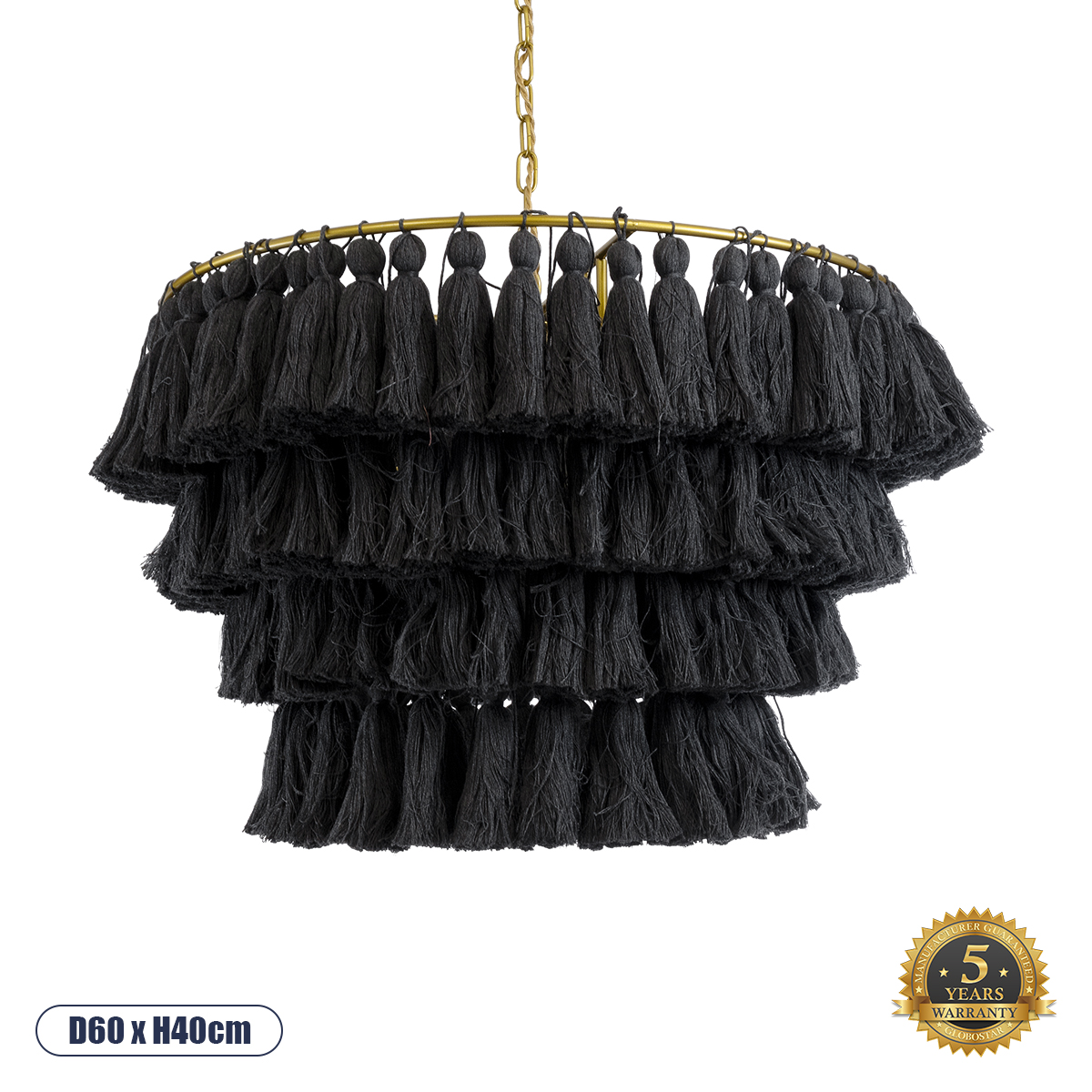 02091 GloboStar® MISSOULA 02091 Boho Κρεμαστό Φωτιστικό Σχοινί Μονόφωτο 1 x E27 IP20 Μαύρο Ύφασμα με Χρυσό Μέταλλο – Μ60 x Π60 x Υ40cm 02091 GloboStar® MISSOULA 02091 Boho Κρεμαστό Φωτιστικό Σχοινί Μονόφωτο 1 x E27 IP20 Μαύρο Ύφασμα με Χρυσό Μέταλλο – Μ60 x Π60 x Υ40cm