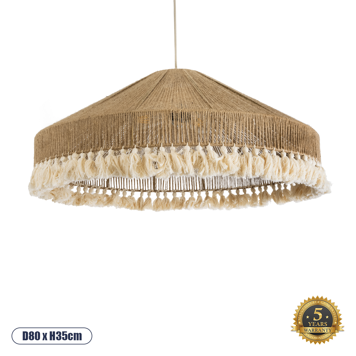 02099 GloboStar® PUERTORICO 02099 Boho Κρεμαστό Φωτιστικό Καμπάνα Τριφωτο 3 x E27 IP20 Μπεζ & Λευκό Σχοινί – Μ80 x Π80 x Υ35cm 02099 GloboStar® PUERTORICO 02099 Boho Κρεμαστό Φωτιστικό Καμπάνα Τριφωτο 3 x E27 IP20 Μπεζ & Λευκό Σχοινί – Μ80 x Π80 x Υ35cm
