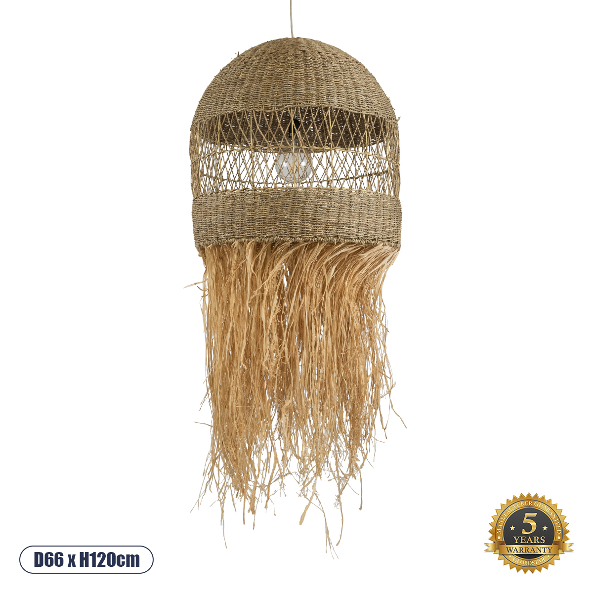 02161 GloboStar® SAINTLUCIA 02161 Boho Κρεμαστό Φωτιστικό Πλεγμα Μονόφωτο 1 x E27 IP20 Μπεζ Raffia – Μ66 x Π66 x Υ120cm 02161 GloboStar® SAINTLUCIA 02161 Boho Κρεμαστό Φωτιστικό Πλεγμα Μονόφωτο 1 x E27 IP20 Μπεζ Raffia – Μ66 x Π66 x Υ120cm