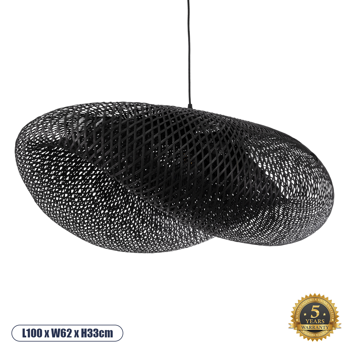 02203 GloboStar® MEXICO 02203 Boho Κρεμαστό Φωτιστικό Πλέγμα Μονόφωτο 1 x E27 IP20 Μαύρο Ξύλο – Μ100 x Π62 x Υ33cm 02203 GloboStar® MEXICO 02203 Boho Κρεμαστό Φωτιστικό Πλέγμα Μονόφωτο 1 x E27 IP20 Μαύρο Ξύλο – Μ100 x Π62 x Υ33cm