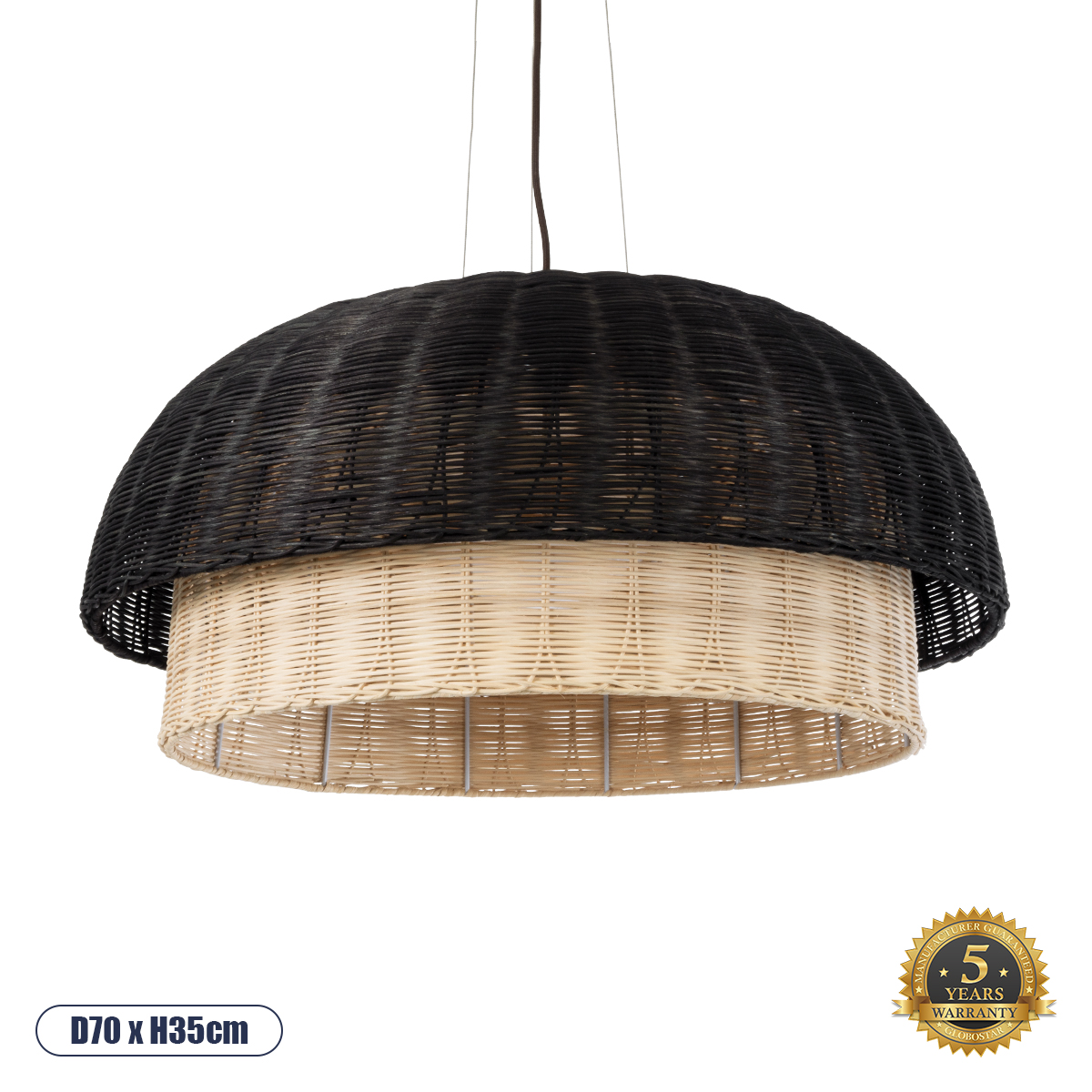 02216 GloboStar® CORSICA 02216 Boho Κρεμαστό Φωτιστικό Καμπάνα Μονόφωτο 1 x E27 IP20 Μαύρο & Μπεζ Ξύλο – Μ70 x Π70 x Υ35cm 02216 GloboStar® CORSICA 02216 Boho Κρεμαστό Φωτιστικό Καμπάνα Μονόφωτο 1 x E27 IP20 Μαύρο & Μπεζ Ξύλο – Μ70 x Π70 x Υ35cm