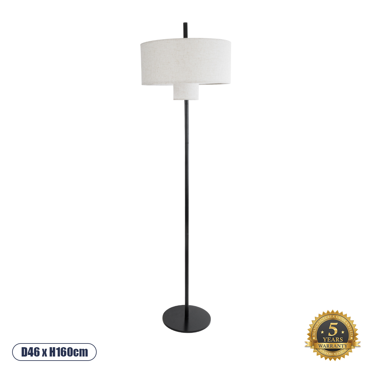 02228 GloboStar® MARIGOLD 02228 Μοντέρνο Επιδαπέδιο Φωτιστικό Τρίφωτο 3 x E27 IP20 Μαύρο Αλουμίνιο με Λευκό Ύφασμα – Μ46 x Π46 x Υ160cm 02228 GloboStar® MARIGOLD 02228 Μοντέρνο Επιδαπέδιο Φωτιστικό Τρίφωτο 3 x E27 IP20 Μαύρο Αλουμίνιο με Λευκό Ύφασμα – Μ46 x Π46 x Υ160cm