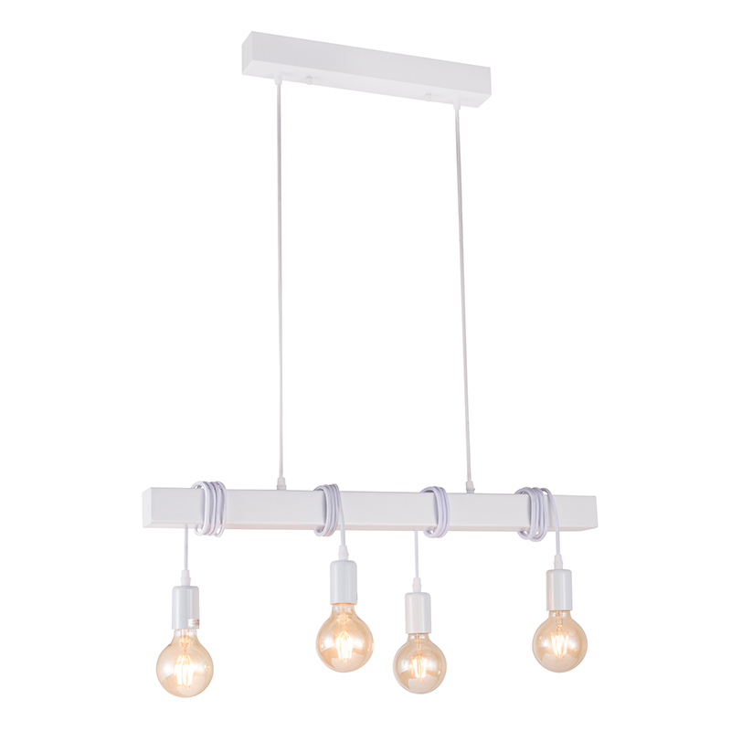 Artekko Rod Φωτιστικό με 4 Λάμπες Ξύλινο Λευκό (70x10x30)cm Artekko 023-3040