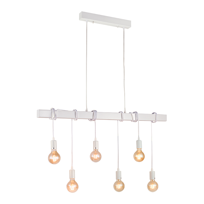 Artekko Rod Φωτιστικό με 6 Λάμπες Ξύλινο Λευκό (100x10x50)cm Artekko 023-3042