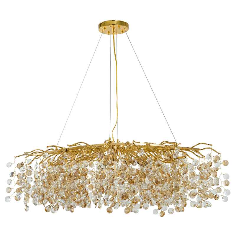 Artekko Crystal Φωτιστικό 9φωτο με Κρύσταλλα Χρυσό (60x60x40)cm Artekko 023-3052