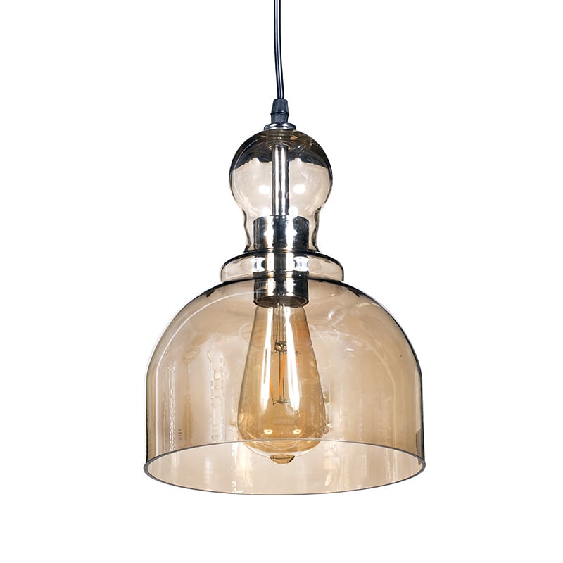 Artekko Sepia Μονόφωτο Γυάλινο Φωτιστικό Οροφής (E27) σε Μελί Απόχρωση (20x20x90)cm Artekko 023-3182