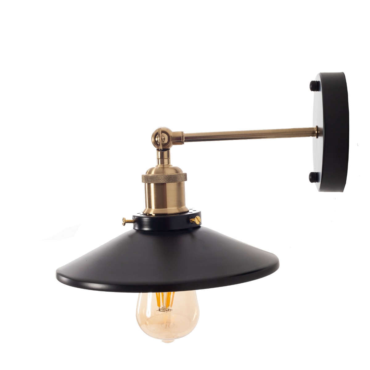 Artekko Aluminum Φωτιστικό Απλίκα Μονόφωτο (Ε27) Μαύρο/Χρυσό με Καθρέφτη (29x29x46)cm Artekko 023-3322