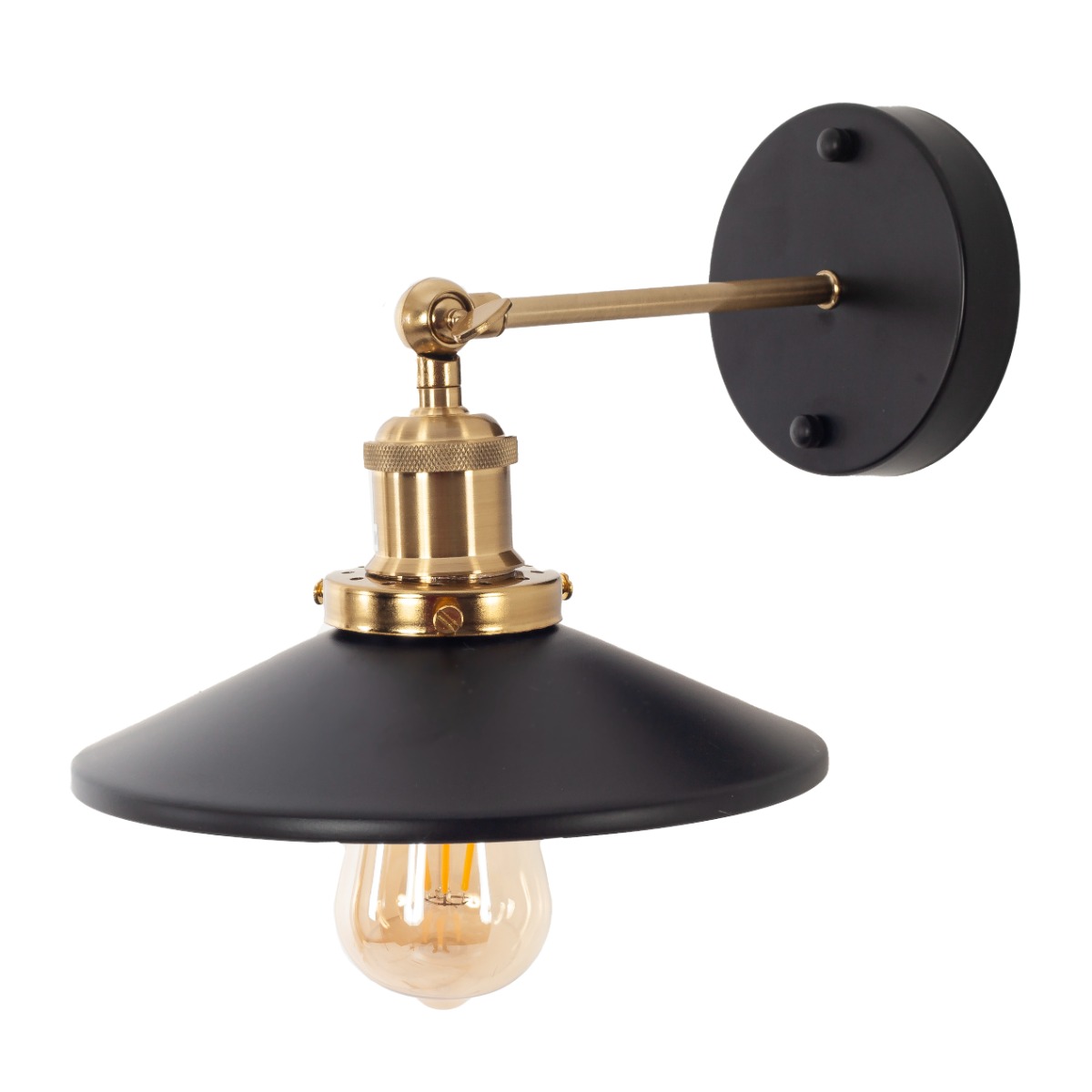 Artekko Aluminum Φωτιστικό Απλίκα Μονόφωτο (Ε27) Μαύρο/Χρυσό με Καθρέφτη (24x24x14)cm Artekko 023-3323