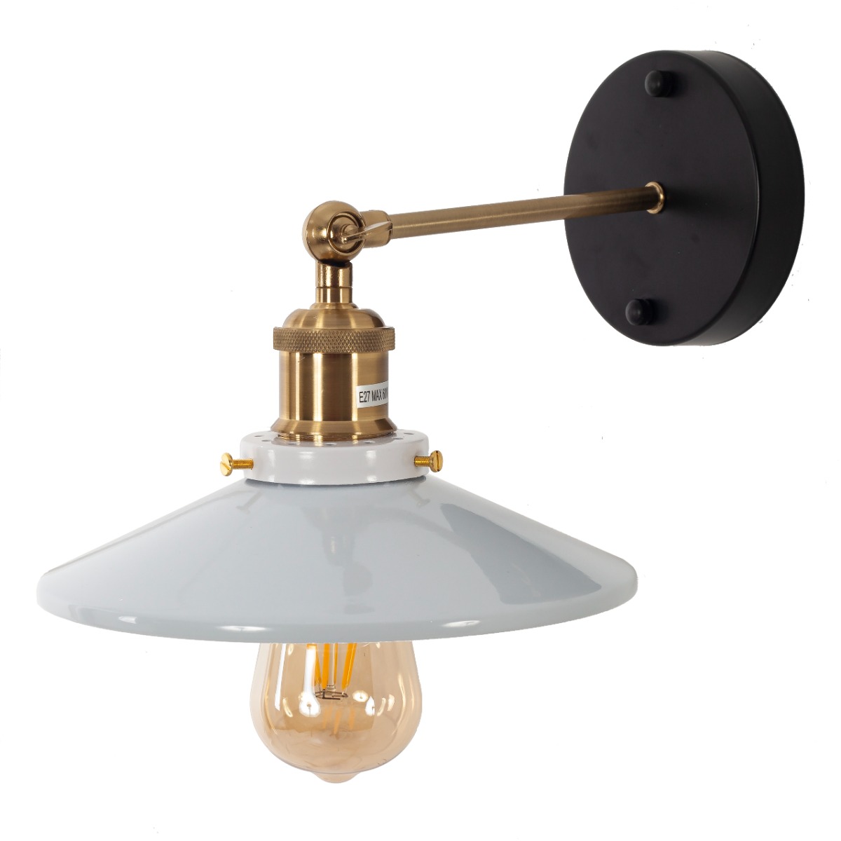 Artekko Aluminum Φωτιστικό Απλίκα Μονόφωτο (Ε27) Λευκό/Χρυσό με Καθρέφτη (24x24x14)cm Artekko 023-3324