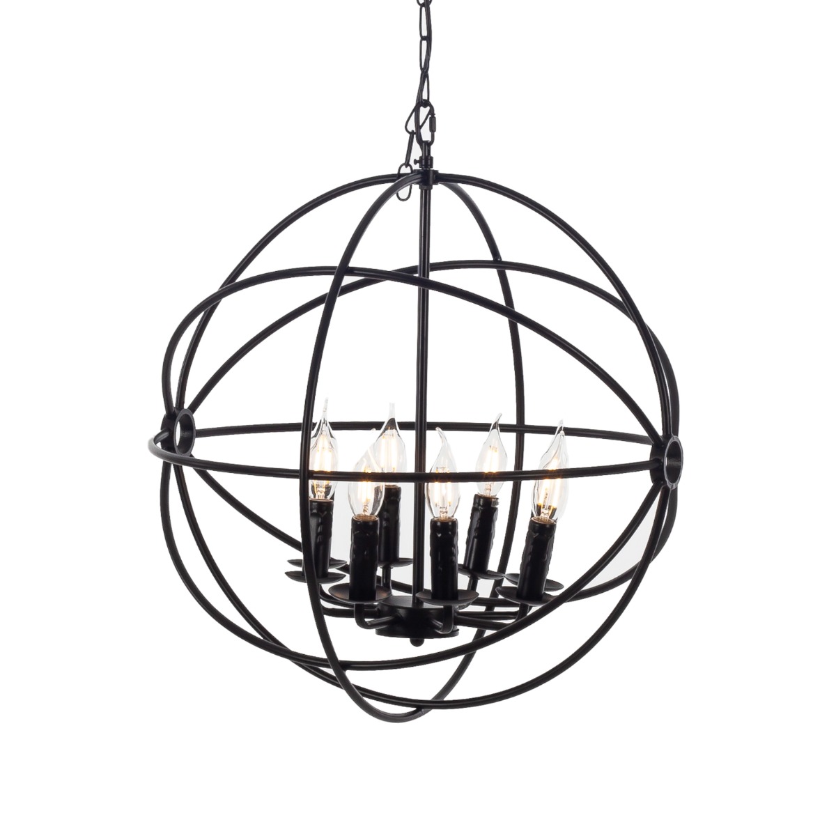 Artekko Iron Φωτιστικό Οροφής 6φωτο (Ε14) Μεταλλικό Μαύρο (53x53x50)cm Artekko 023-3333