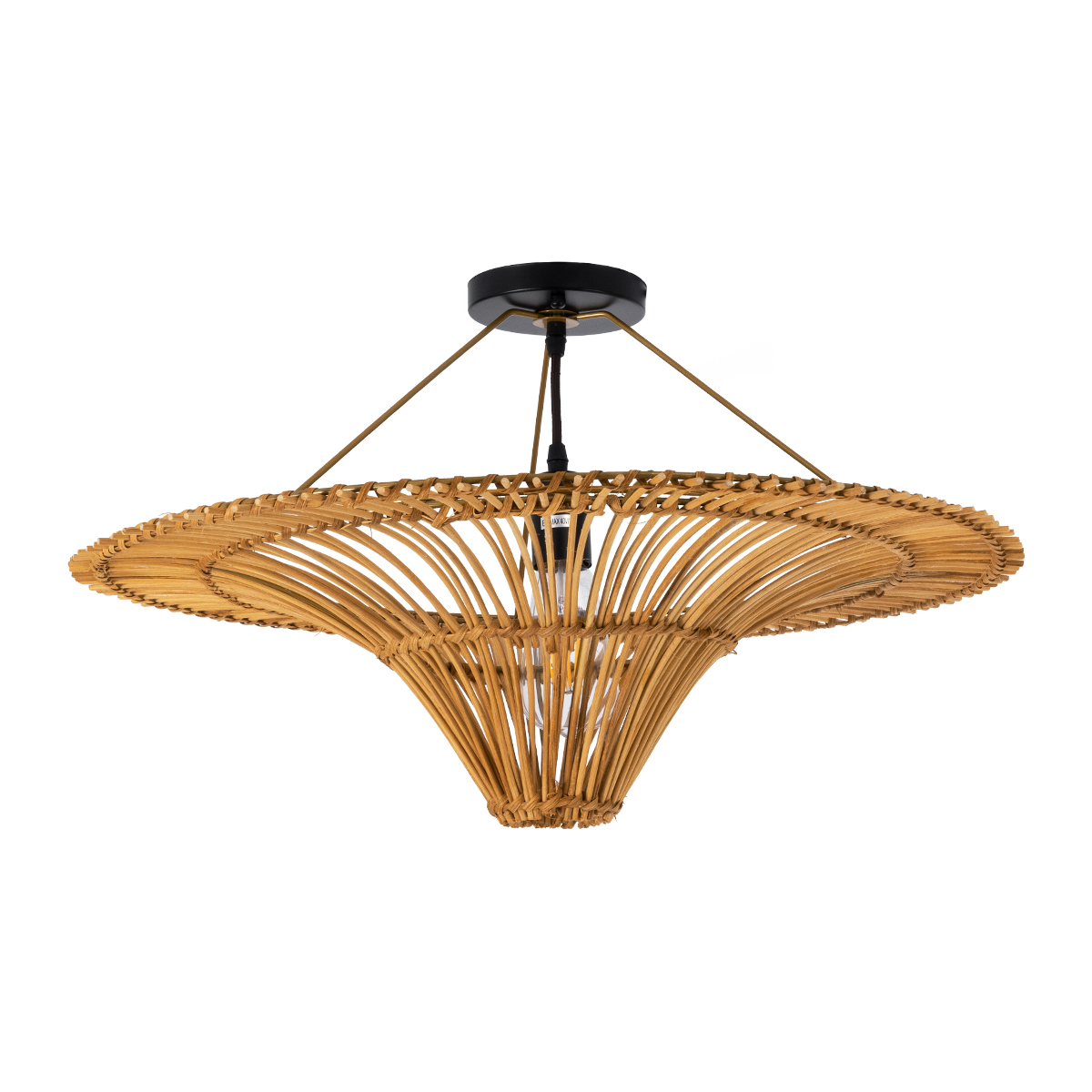 02308 GloboStar® PALERMO 02308 Boho Φωτιστικό Οροφής Πλέγμα Μονόφωτο 1 x E27 IP20 Καφέ Ξύλο – Μ60 x Π60 x Υ36cm 02308 GloboStar® PALERMO 02308 Boho Φωτιστικό Οροφής Πλέγμα Μονόφωτο 1 x E27 IP20 Καφέ Ξύλο – Μ60 x Π60 x Υ36cm
