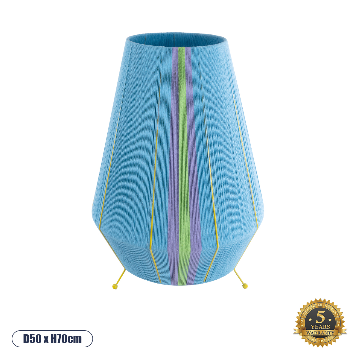 02333 GloboStar®  SALERNO 02333 Boho Επιδαπέδιο Φωτιστικό Μονόφωτο 1 x E27 IP20 Πολύχρωμο Νήμα – Μ50 x Π50 x Υ70cm
