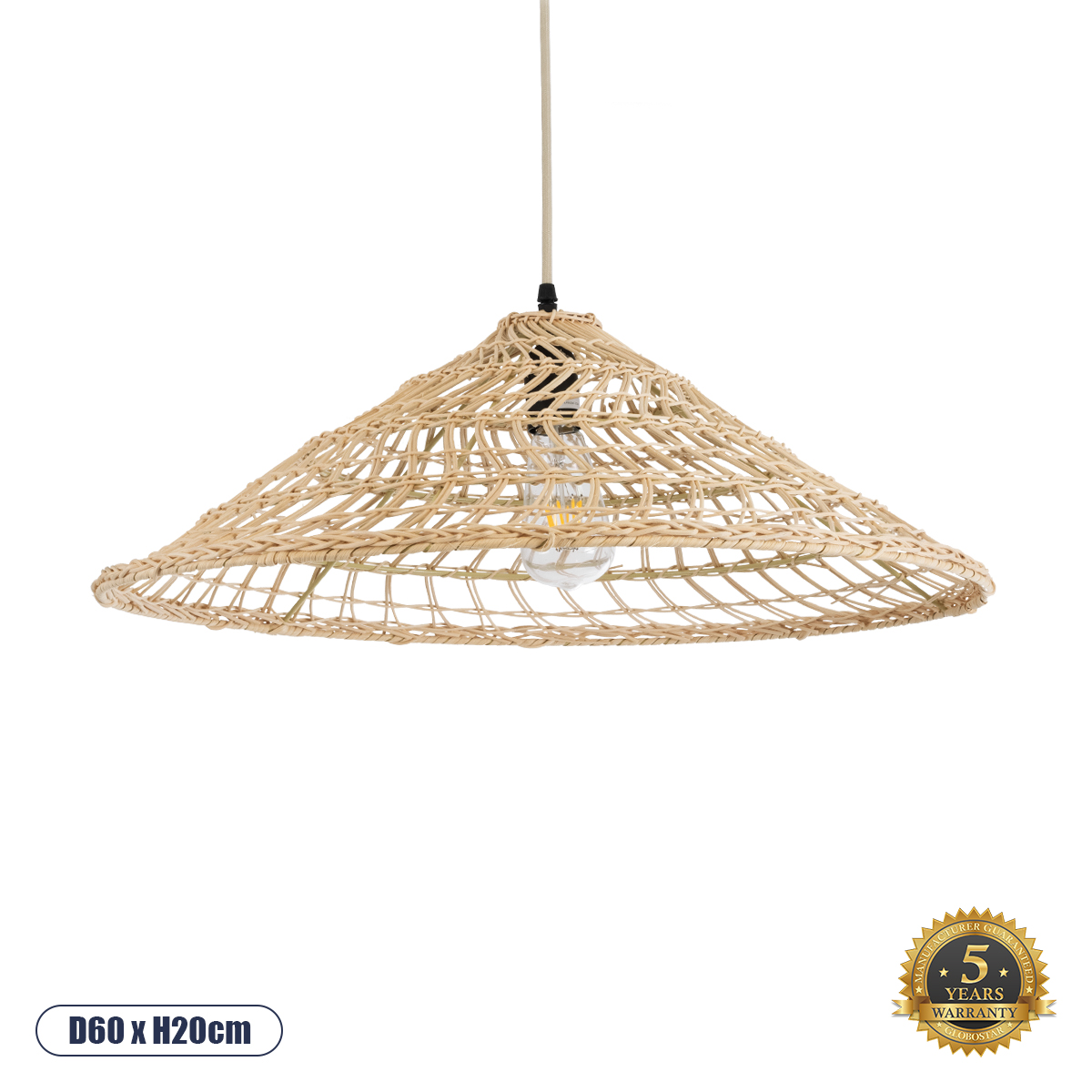 02346 GloboStar® GLOBOSTAR® KAIA 02346 Boho Κρεμαστό Φωτιστικό Οροφής με Ντουί 1 x E27 AC 220-240V IP20 - Μπεζ - Μ60 x Π60 x Υ20cm