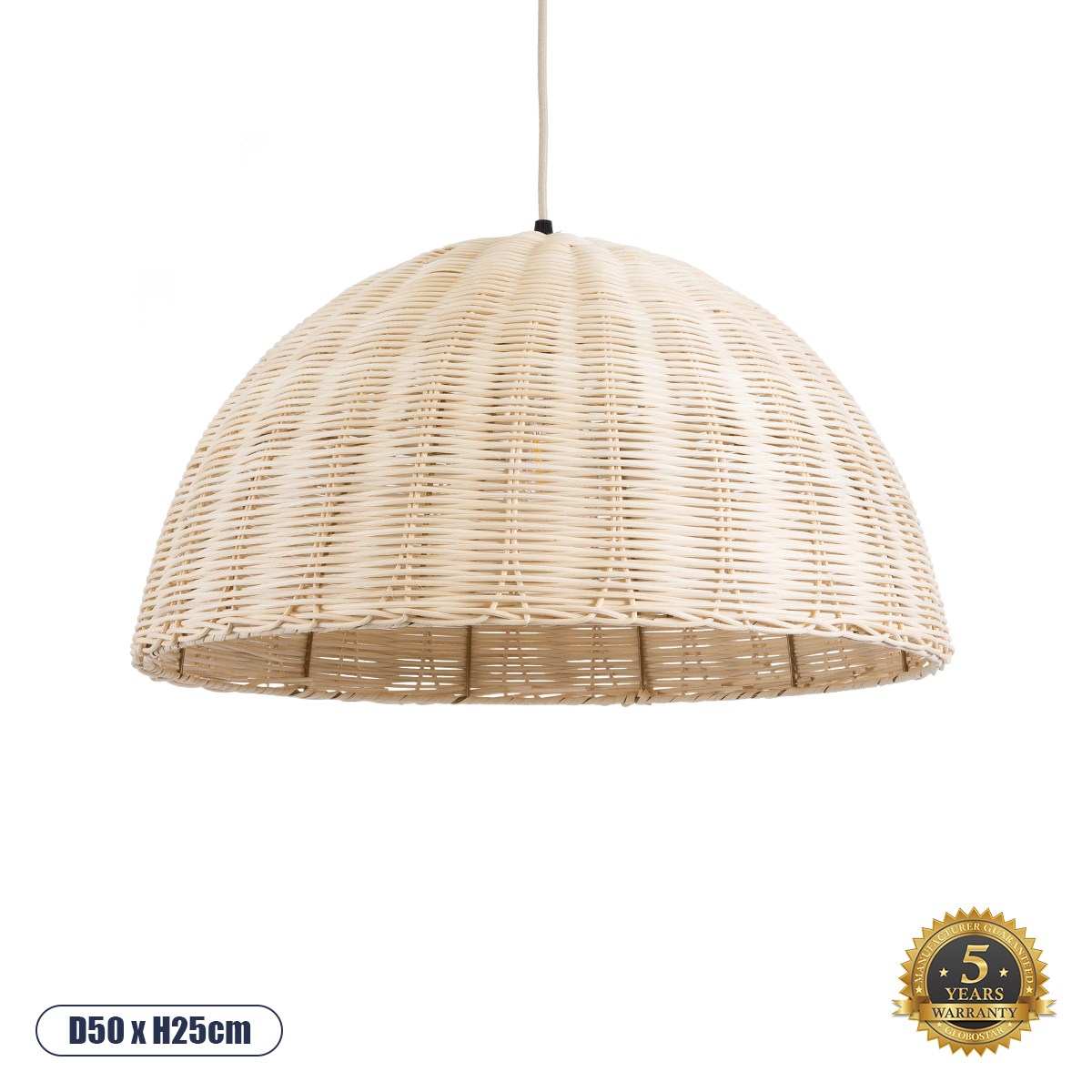 02378 GloboStar® GLOBOSTAR® MONTANA 02378 Boho Κρεμαστό Φωτιστικό Οροφής με Ντουί 1 x E27 AC 220-240V IP20 - Μπεζ - Μ50 x Π50 x Υ25cm