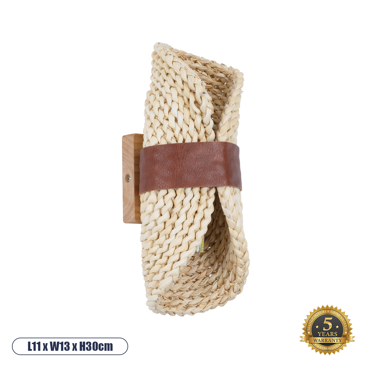 02385 GloboStar® GUAVA 02385 Boho Επιτοίχιο Φωτιστικό Απλίκα Δίφωτο 2 x G9 IP20 Μπεζ Ξύλο με Καφέ Δέρμα – Μ11 x Π13 x Υ30cm 02385 GloboStar® GUAVA 02385 Boho Επιτοίχιο Φωτιστικό Απλίκα Δίφωτο 2 x G9 IP20 Μπεζ Ξύλο με Καφέ Δέρμα – Μ11 x Π13 x Υ30cm