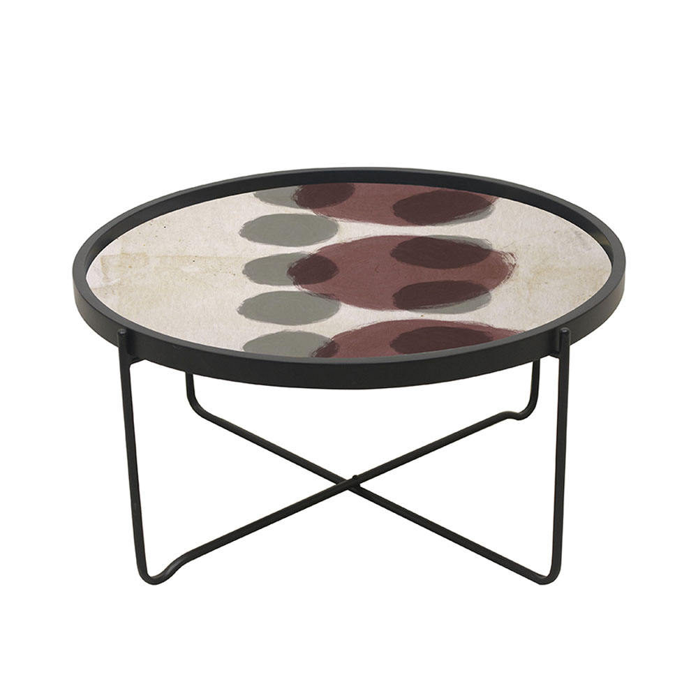 PINK COFFEE TABLE ΠΟΛΥΧΡΩΜΟ ΜΕ PATTERN ΜΑΥΡΟ D75xH37,5cm 04-0426