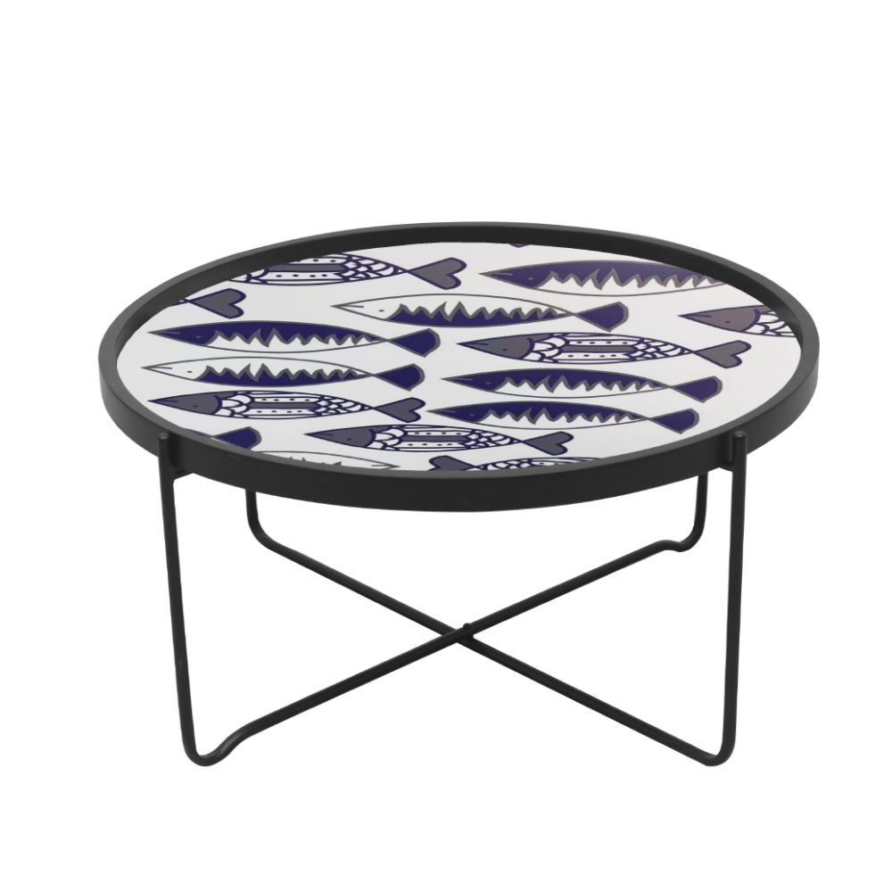 Liberta FISHY COFFEE TABLE ΠΟΛΥΧΡΩΜΟ ΜΕ PATTERN ΛΕΥΚΟ 75x75xH37,5cm 75x75xH37,5cm 04-0649