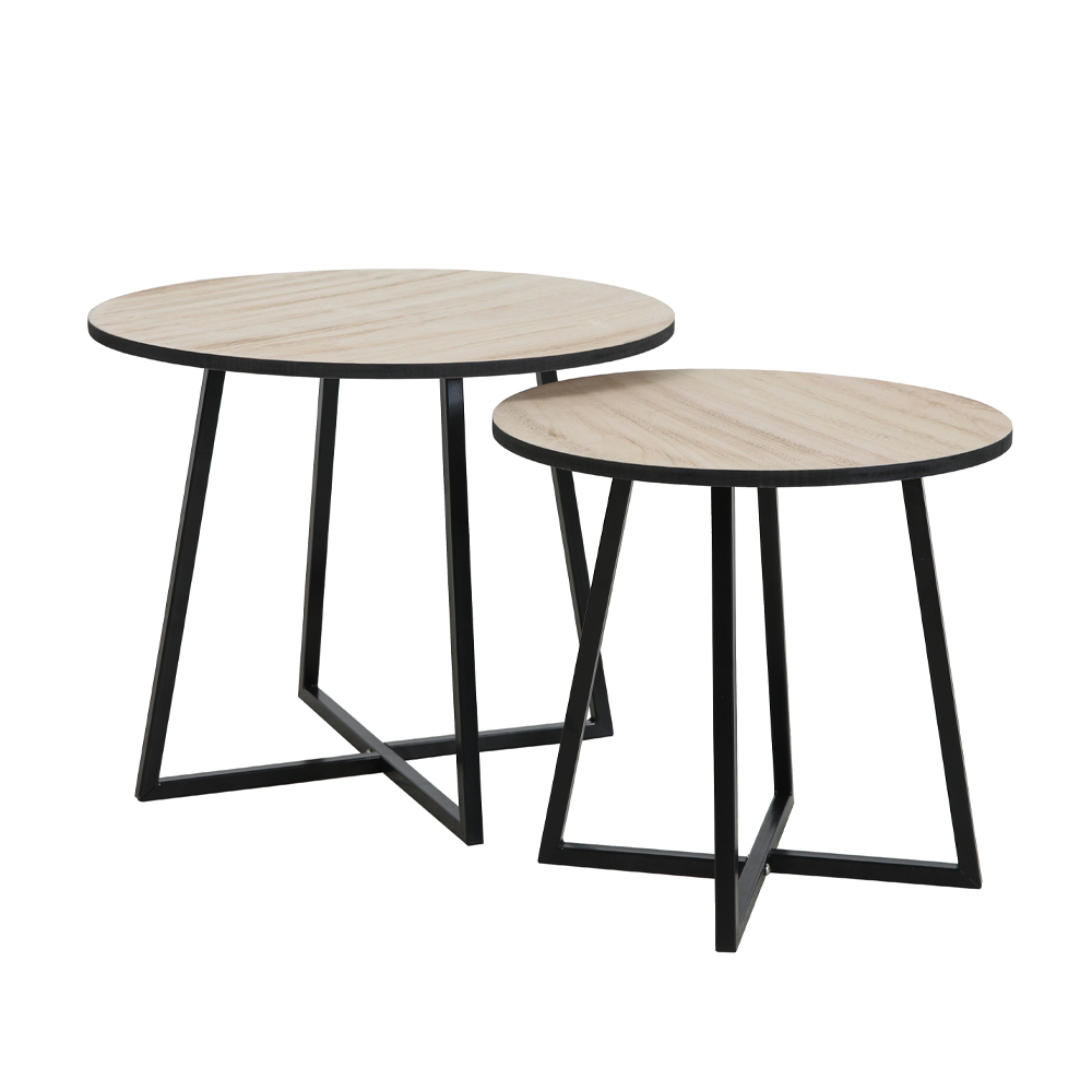 Liberta CRUZ SIDE TABLE SET 2ΤΕΜ ΦΥΣΙΚΟ ΜΑΥΡΟ 50x50xH40cm 50x50xH40cm 04-0666