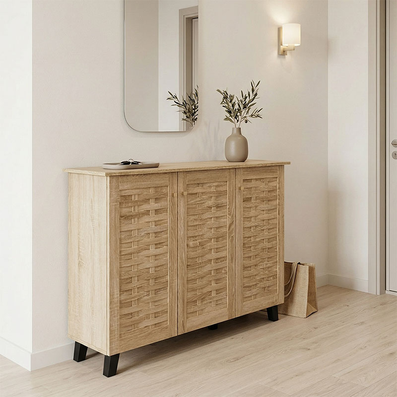 Παπουτσοθήκη-ντουλάπι Mantam pakoworld 16 ζεύγων sonoma 115.5x34x87εκ - PAKO WORLD - 049-000122