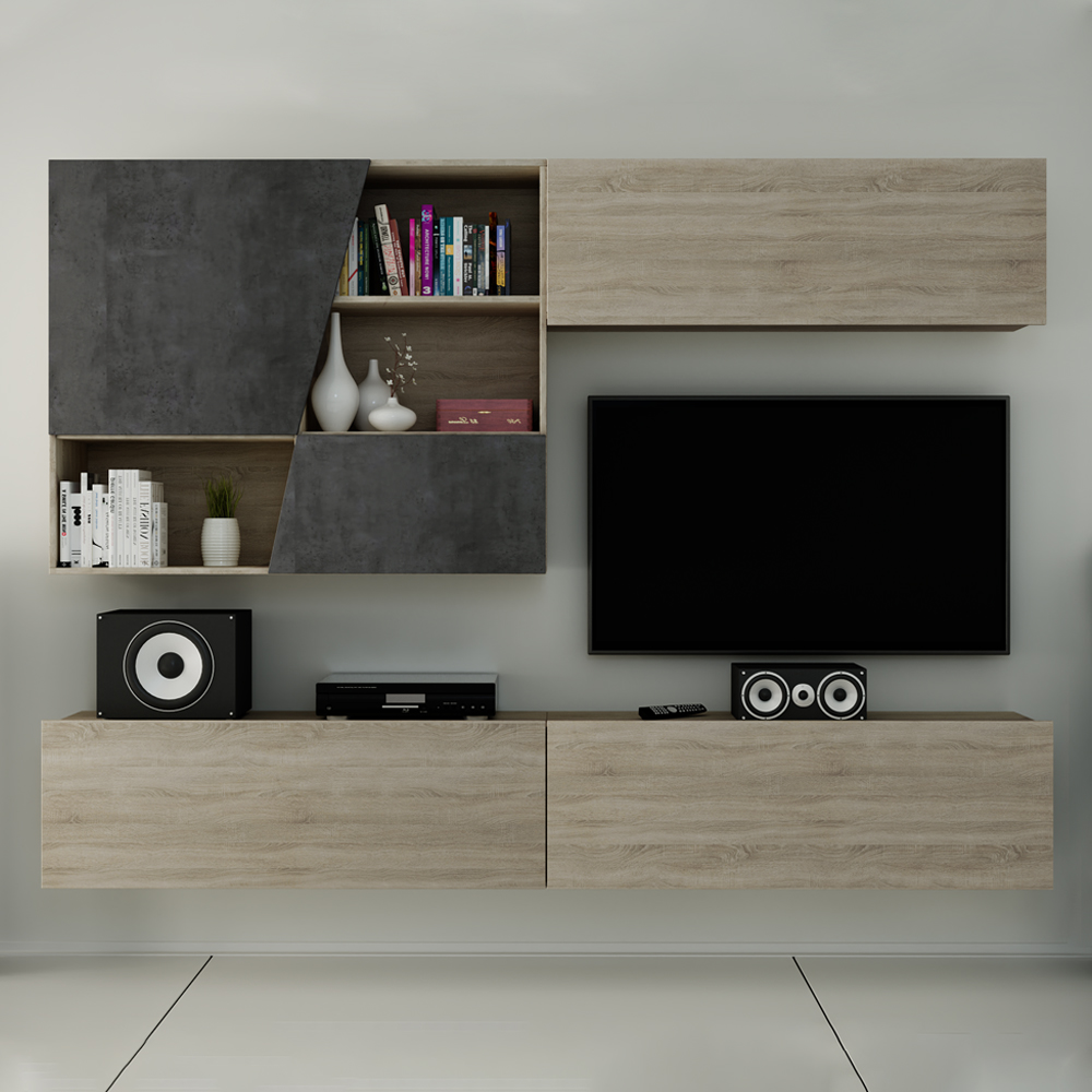 LUXUS ΣΥΝΘΕΤΟ SONOMA ΣΚΟΥΡΟ CEMENT ΣΚΟΥΡΟ 240x40xH200cm 05-0292 LUXUS ΣΥΝΘΕΤΟ SONOMA ΣΚΟΥΡΟ CEMENT ΣΚΟΥΡΟ 240x40xH200cm 05-0292