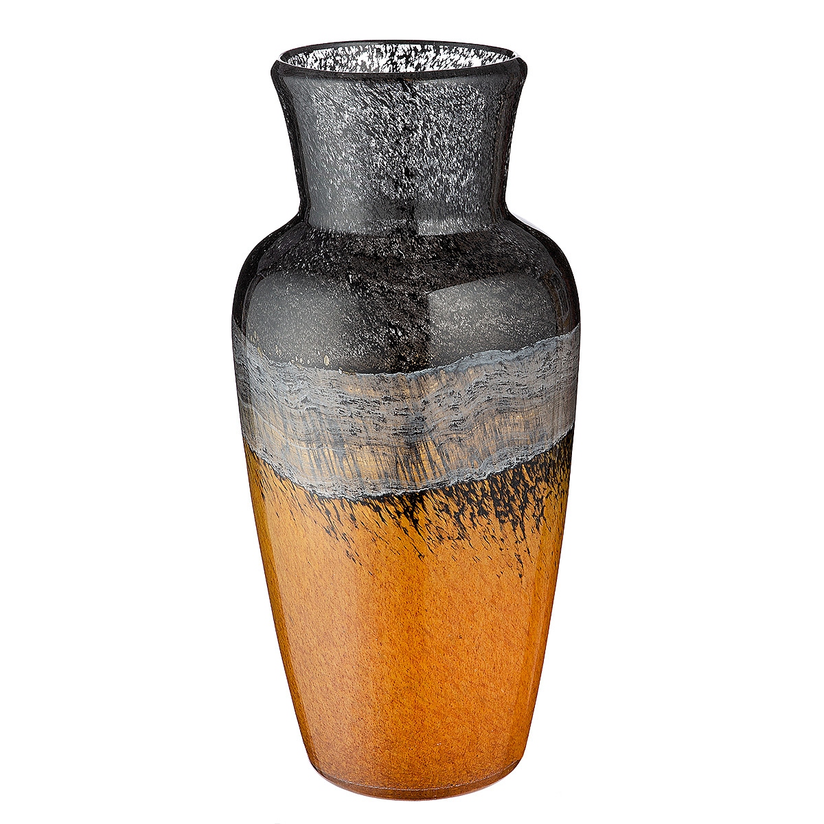 Βάζο ArteLibre Μαύρο/Πορτοκαλί Γυαλί 30.5cm Βάζο ArteLibre Μαύρο/Πορτοκαλί Γυαλί 30.5cm