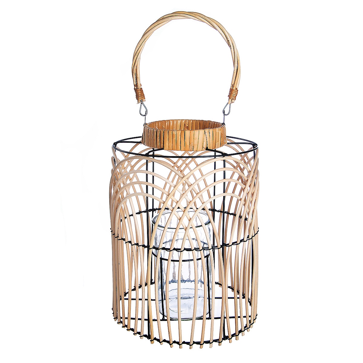 Φανάρι ArteLibre Φυσικό/Μαύρο Rattan/Μέταλλο 33cm Φανάρι ArteLibre Φυσικό/Μαύρο Rattan/Μέταλλο 33cm