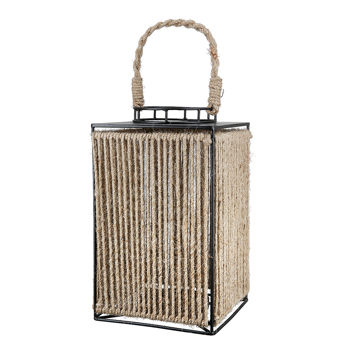Φανάρι ArteLibre Μαύρο/Φυσικό Μέταλλο/Σχοινί 18x18x30cm Φανάρι ArteLibre Μαύρο/Φυσικό Μέταλλο/Σχοινί 18x18x30cm