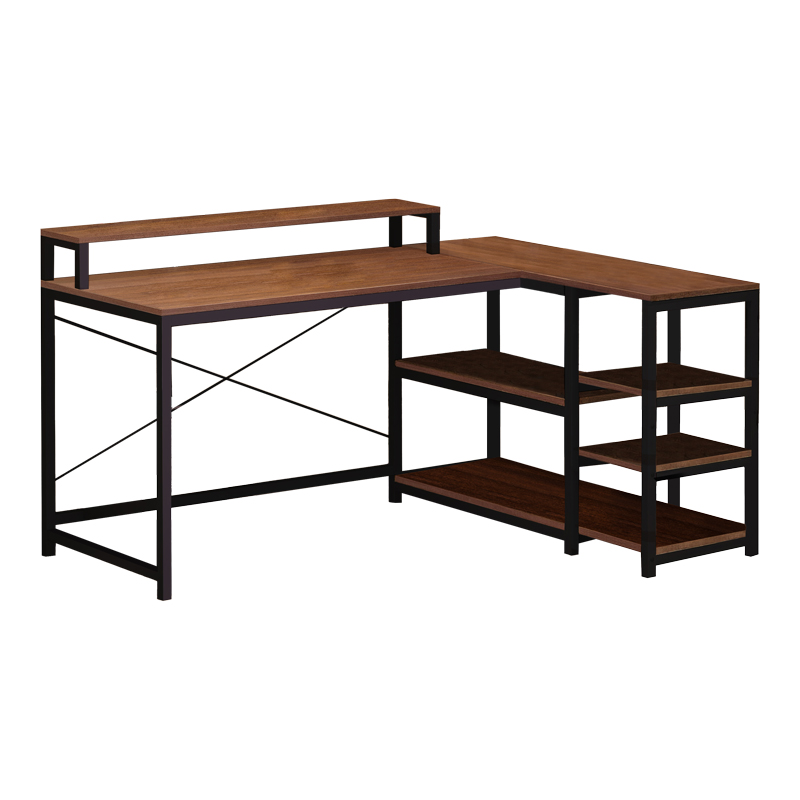 Intrahome Γραφείο γωνιακό αναστρέψιμο Tebul Intrahome MDF-metal σε καρυδί απόχρωση 130x60x88εκ | SKU: INTRAPA-183111234